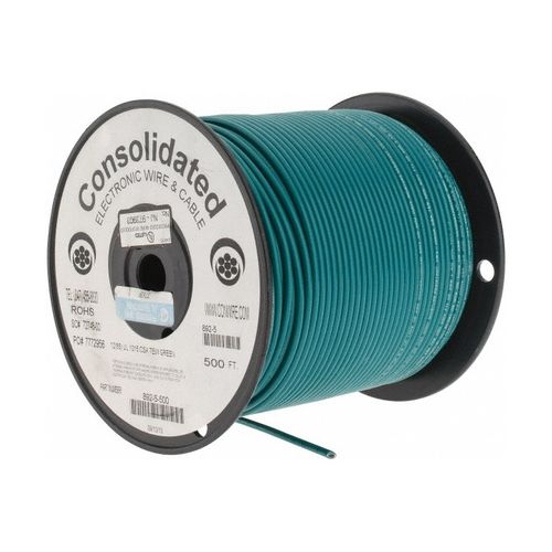 Main product image of 12 AWG, 65 Strand, 500' Length, Tinned Copper Hook Up Wire (Green)