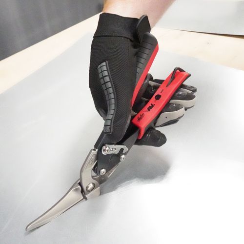 Main product image of AV63 Long Cut AVs Left Offset Metal Cutting Aviation Snip, 2-1/4" Cut (Red)