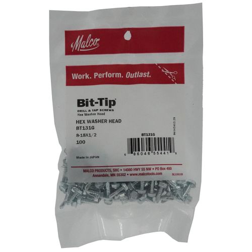 Main product image of 1/2" (Length) x 1/4" (Head Size) Bit Tip Drill & Tap Sheet Metal Screws, #2 Point (Pack of 100)