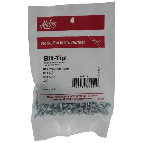 Main product image of 1/2" (Length) x 1/4" (Head Size) Bit Tip Drill & Tap Sheet Metal Screws, #2 Point (Pack of 100)