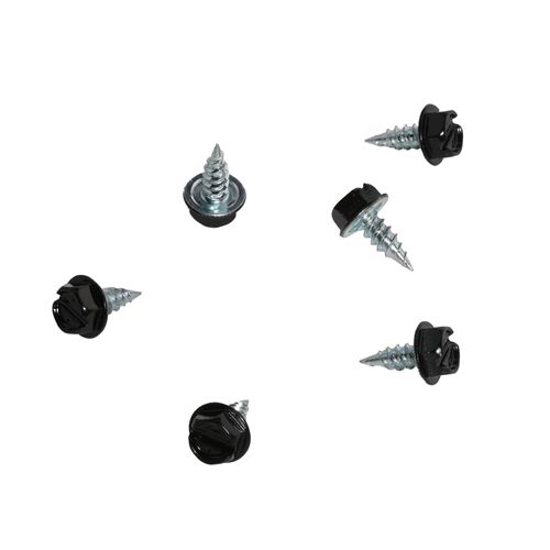 Main product image of #6 3/8" (Length) x 1/4" (Head Size) Painted Slotted Hex Head Zip-in Self-Piercing Sheet Metal Screws, Black (18,000 Pack)