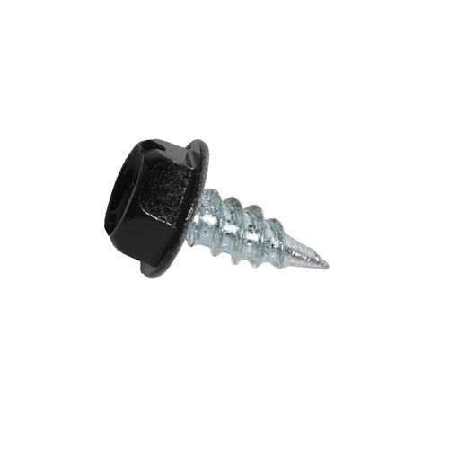 Main product image of #6 3/8" (Length) x 1/4" (Head Size) Painted Slotted Hex Head Zip-in Self-Piercing Sheet Metal Screws, Black (Tub of 1,000)