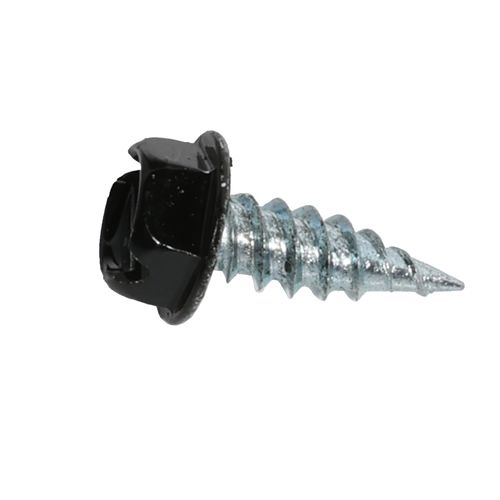 Main product image of #7 1/2" (Length) x 1/4" (Head Size) Painted Slotted Hex Head Zip-in Self-Piercing Sheet Metal Screws, Black (Bag of 100)