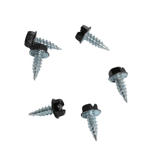 Main product image of #7 1/2" (Length) x 1/4" (Head Size) Painted Slotted Hex Head Zip-in Self-Piercing Sheet Metal Screws, Black (Bag of 100)