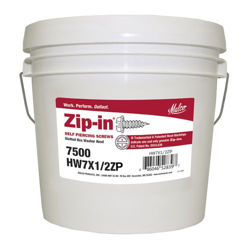 Main product image of #7 1/2" (Length) 1/4" (Head Size) Slotted Hex Head Zip-in Screws, Zinc Plated (7,500 Pack)