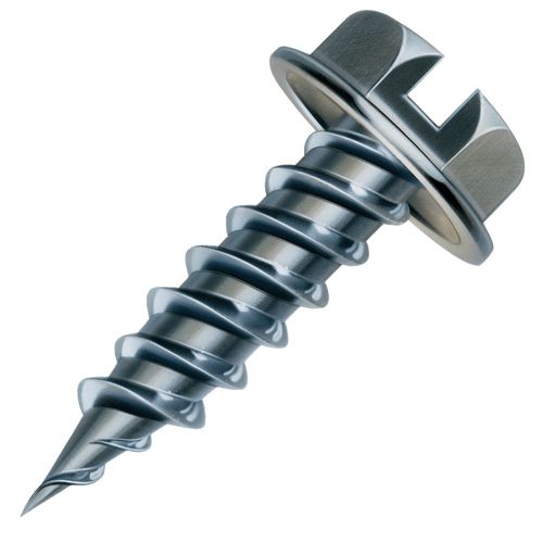 Main product image of #8 1/2" (Length) x 1/4" (Head Size) Slotted Hex Head Zip-in Screws, Zinc Plated (12,000 Piece Bulk)