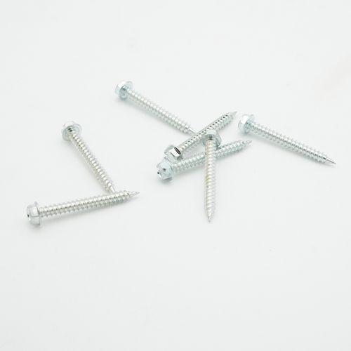 Main product image of #8 1-1/2" (Length) x 1/4" (Head Size) Slotted Hex Head Zip-in Screws, Zinc Plated (2,250 Piece Pail)