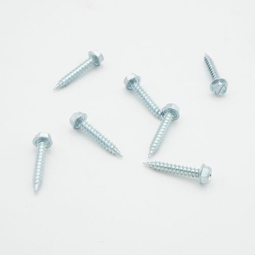 Main product image of #8 2" (Length) 1/4" (Head Size) Slotted Hex Head Zip-in Screws, Zinc Plated (1,400 Piece Pail)