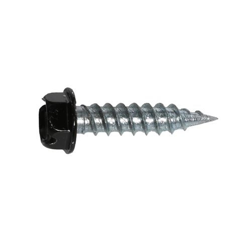 Main product image of #8 3/4" (Length) x 1/4" (Head Size) Painted Slotted Hex Head Zip-in Self-Piercing Sheet Metal Screws, Black (Bag of 100)
