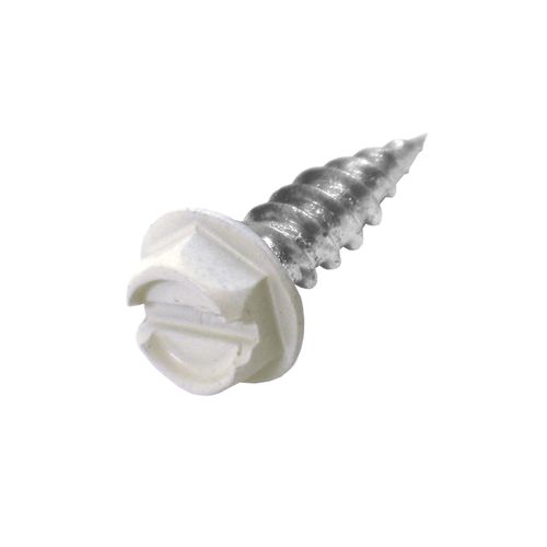 Main product image of #8 3/4" (Length) x 1/4" (Head Size) Painted Slotted Hex Head Sheet Metal Screws, White (Bag of 100)