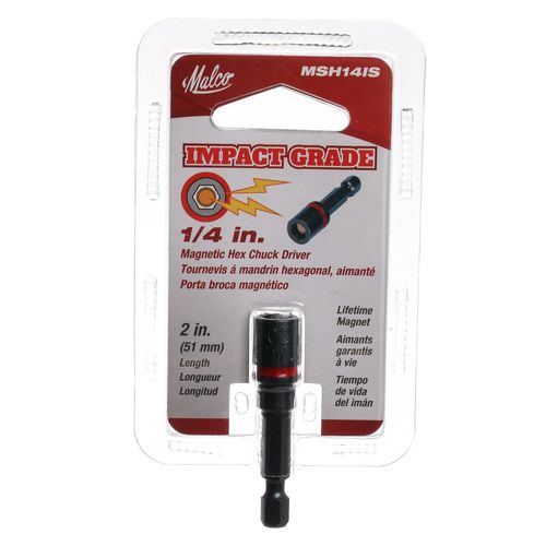 Main product image of 1/4" HEX, Go Blue Short Impact Rated Spring-Loaded Magnetic HEX Driver (2" Long)