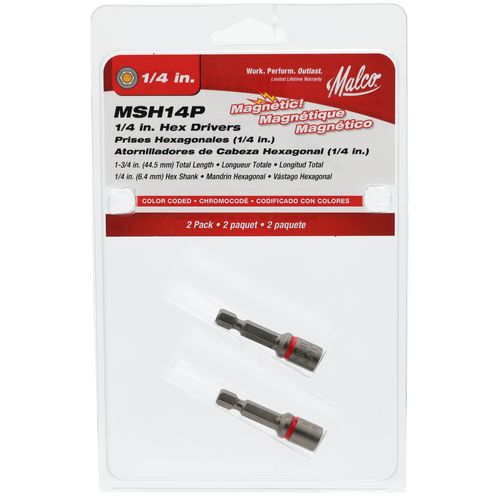 Main product image of 1/4" HEX, Standard Short Magnetic HEX Driver, 1-3/4" Long, (Pack of 2)