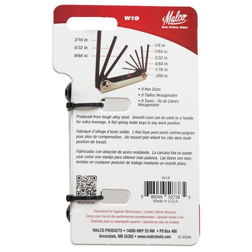Main product image of 1/20" to 3/16" Small Pocket Hex Key Set (9 Piece)