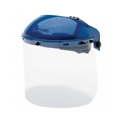 Main product image of 103640 Polycarbonate Ratchet Headgear w/ 8" Wide PETG Face Shield (Blue)