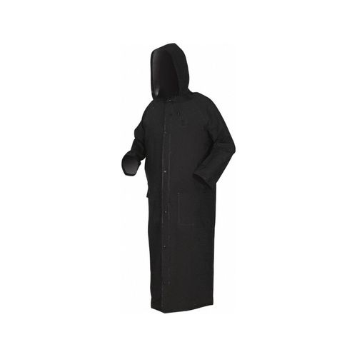 Main product image of 267C Classic Plus Waterproof Ankle Length Raincoat w/ Detachable Hood & Corduroy Collar, Black (XL)