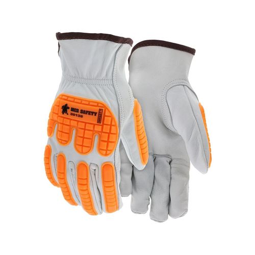 Main product image of 36136 Goatskin Leather Drivers Work Gloves w/ High Visibility Orange TPR Back of Hand Protection (Small)