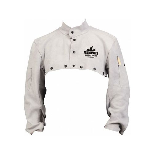 Main product image of 38100MW Welding Durable Heavy Side Split Leather Cape Sleeve w/ Open Back, Gray (XL)