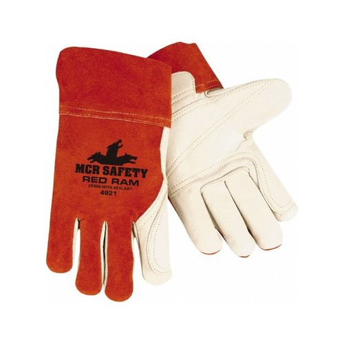 Main product image of 4921 Red Ram Cowhide Leather Double Palm Welding Work Gloves w/ Fleece Lined Palms (Medium)