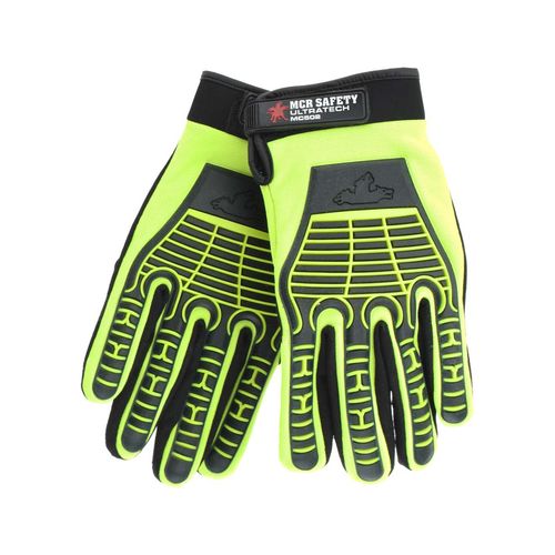 Main product image of MC502 UltraTech High Visibility Abrasion Resistant Mechanic Gloves w/ G-shaped Palm Padding (2XL)