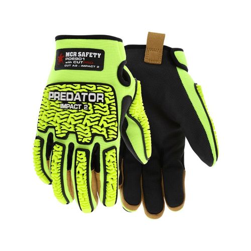 Main product image of PD6901 Predator Mechanic Work Gloves, MAXGrid Palm, TPR Back, High Visibility (Large)