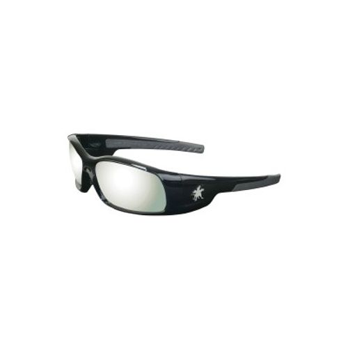 Main product image of SR1 Swagger Wide Temple Non-Slip Safety Glasses, Duramass Hard Coat Silver Mirror Lens (Black/Gray)