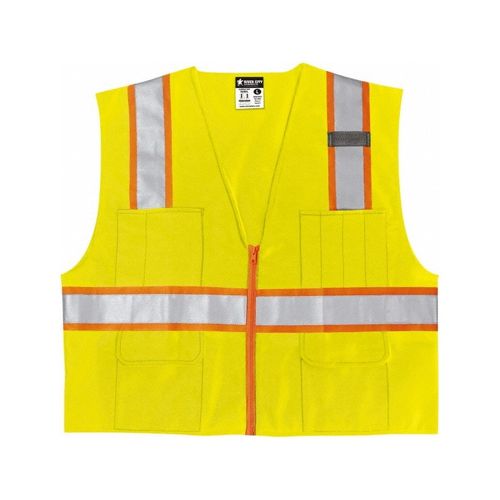Main product image of SURVL Luminator High Visibility Reflective Surveyor Safety Vest w/ Orange Silver Stripes, Lime (2XL)
