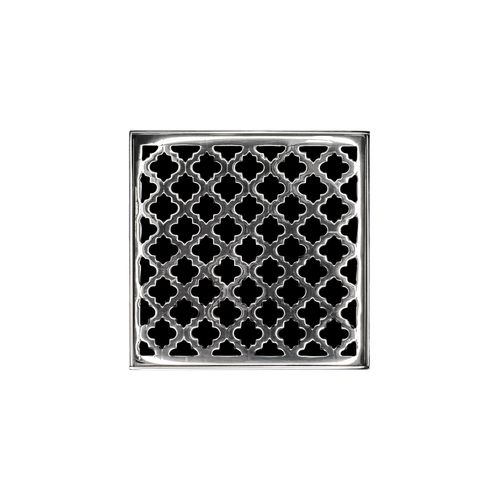 Main product image of 5" x 5" MD 5 Complete Kit w/ Moor Pattern Decorative Plate w/ PVC Drain Body, 2" Outlet (Polished Stainless)