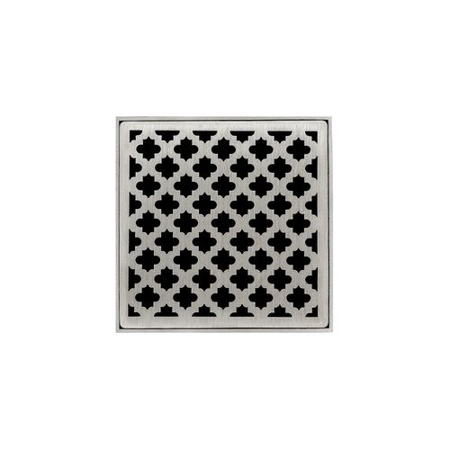 Main product image of 5" x 5" MD 5 Complete Kit with Moor Pattern Decorative Plate with PVC Drain Body, 2" Outlet (Satin Stainless)
