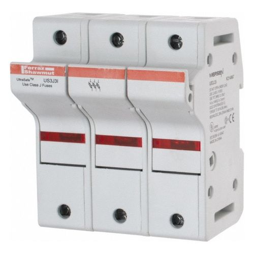 Main product image of Fuse Holder, 3 Pole, DIN Rail Mount, 600 VAC/VDC, 30A, US3J3I