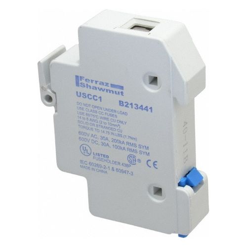 Main product image of Fuse Holder, 1 Pole, DIN Rail Mount, 600 VAC/VDC, 30A, USCC1