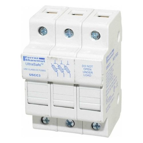 Main product image of Fuse Holder, 3 Pole, DIN Rail Mount, 600 VAC/VDC, 30A, USCC3