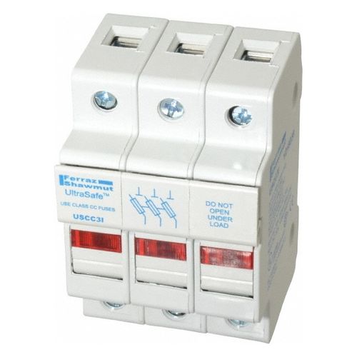 Main product image of Fuse Holder, 3 Pole, DIN Rail Mount, 600 VAC/VDC, 30A, USCC3I