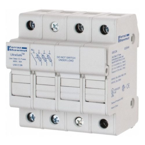 Main product image of Fuse Holder, 3 Pole, DIN Rail Mount, 600 VAC/VDC, 30A, USCC3N