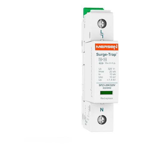 Main product image of Pluggable DIN-Rail Type 2+3 IEC Surge-Trap, 150V, 20kA, STPT23-20K150V-1P