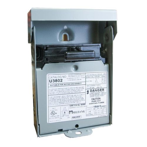 Main product image of 60A Non-Fused Pull-Out AC Disconnect, 2-Pole, 240V, NEMA 3R, U3802