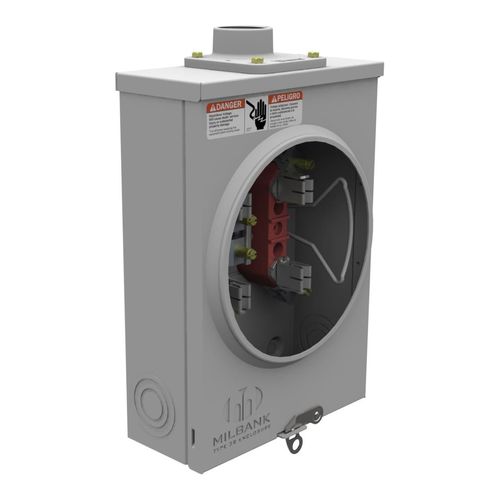 Main product image of 125A Ringless 1-Position Meter Socket, 4-Jaw, 1-Phase, 600V, NEMA 3R, U7487-YL-TG