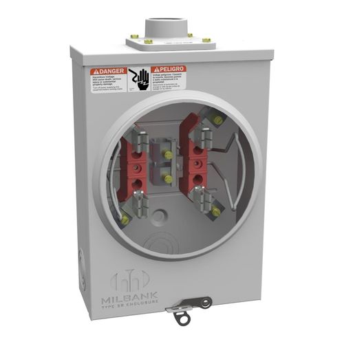 Main product image of 125A Ringless 1-Position Meter Socket, 4-Jaw, 1-Phase, 600V, NEMA 3R, U7487-YL-TG