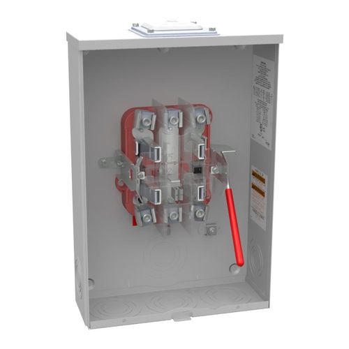 Main product image of 200A Ringless 1-Position Meter Socket, Lever Bypass, 4-Jaw, 3-Phase, 600V, NEMA 3R, U9551-RXL-QG