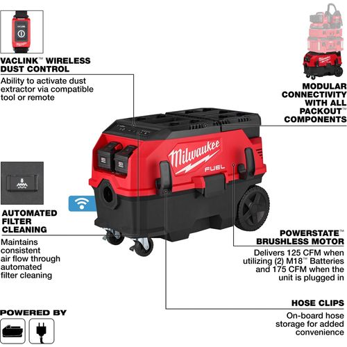 Main product image of M18 FUEL 9 Gallon Dual Battery Dust Extractor w/ PACKOUT Compatibility and VACLINK Kit