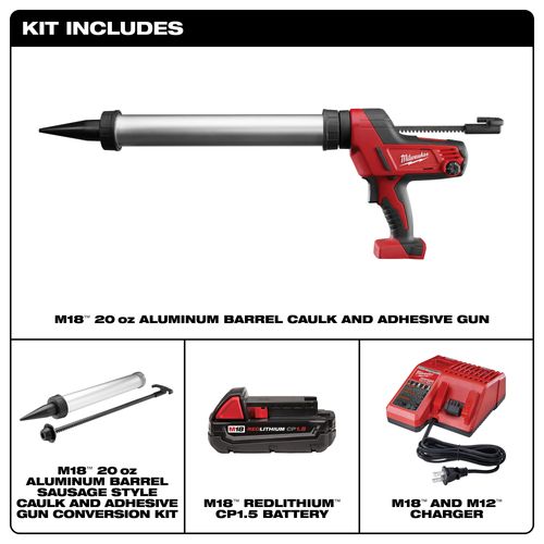 Main product image of M18 Cordless 20-oz Aluminum Barrel Caulk and Adhesive Gun Kit, 2642-21CT