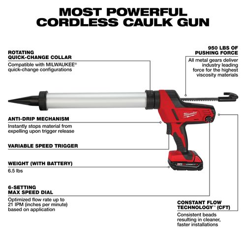 Main product image of M18 Cordless 20-oz Aluminum Barrel Caulk and Adhesive Gun Kit, 2642-21CT