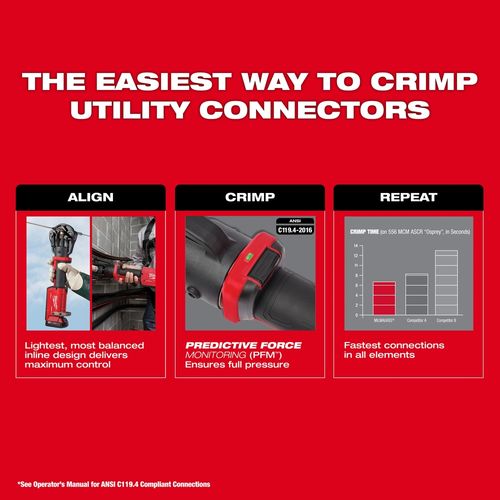 Main product image of M18 FORCE LOGIC 11T Dieless Latched Linear Utility Crimper, 2876-20