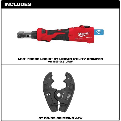 Main product image of M18 FORCE LOGIC 6T Linear Utility Crimper w/ BG-D3 Jaw, 2978-20BG