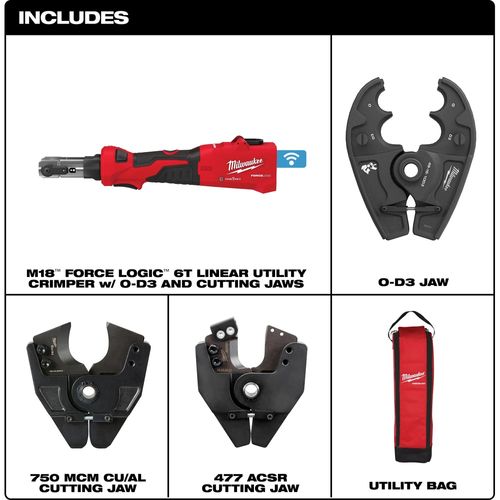 Main product image of M18 FORCE LOGIC 6T Linear Utility Crimper w/ O-D3 Jaw & Cutting Jaws, 2978-OCUT