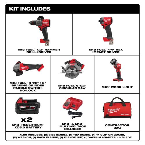 Main product image of M18 FUEL Hammer Drill, Impact Driver, Circular Saw, Grinder Kit