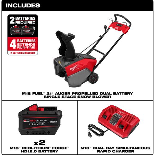 Main product image of M18 FUEL 21" Auger Propelled Dual Battery Single Stage Snow Blower Kit, 3036-22HD
