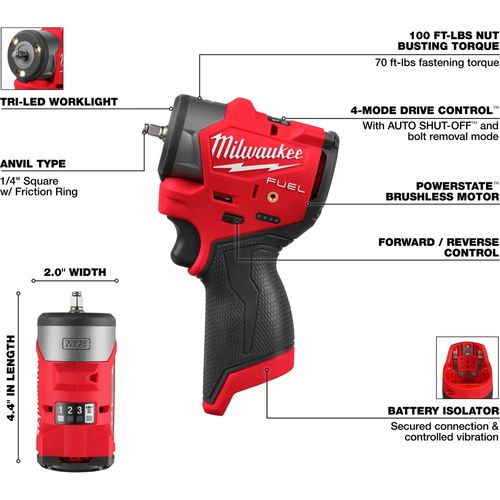 Main product image of M12 FUEL 1/4" Subcompact Impact Wrench w/ Friction Ring, 3048-20