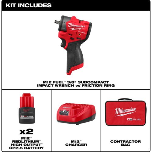 Main product image of M12 FUEL 3/8" Subcompact Impact Wrench w/ Friction Ring Kit, 3049-22