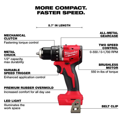Main product image of M18 Compact Brushless 1/2" Hammer Drill/ Driver, 3601-20