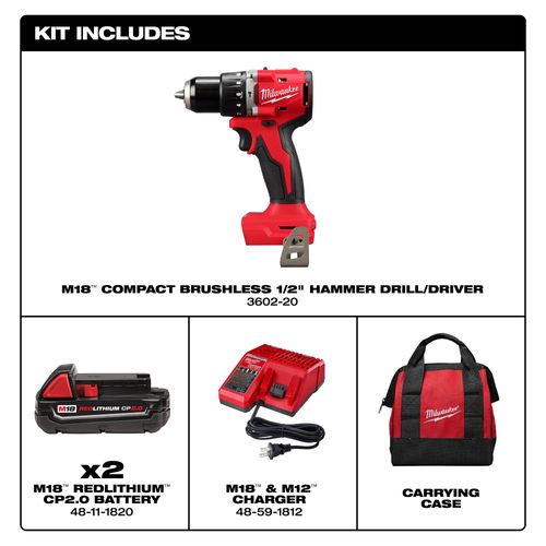 Main product image of M18 Compact Brushless 1/2" Hammer Drill/Driver Kit, 3602-22CT